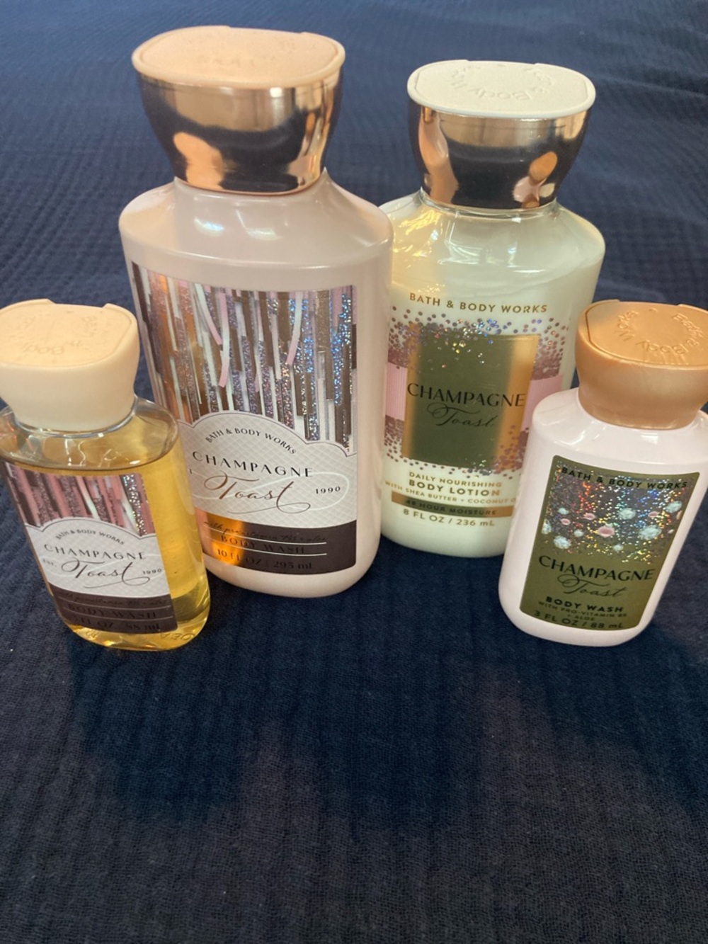 NWT Lot of 4 Bath & Body Works Champagne Toast Body Wash and Lotion